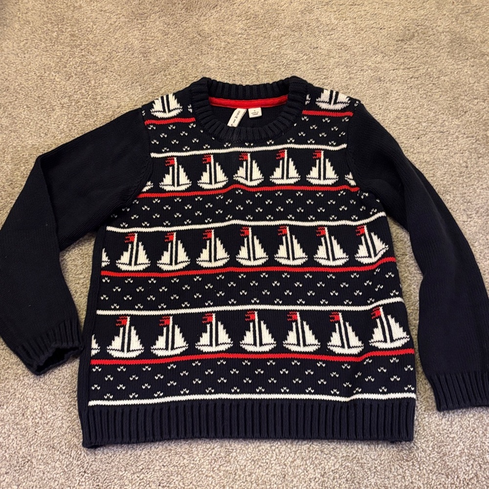 Janie and Jack Navy Sailboat Sweater